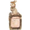 Clayre & Eef Caja Decorativa Figura Conejo Poliresina Beige Rosa Oro 12x8x16 cm