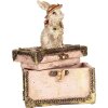Clayre & Eef Caja Decorativa Figura Conejo Poliresina Beige Rosa Oro 12x8x16 cm