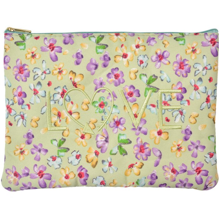 Juleeze JZTB0072 Neceser verde con motivo floral y bordado dorado