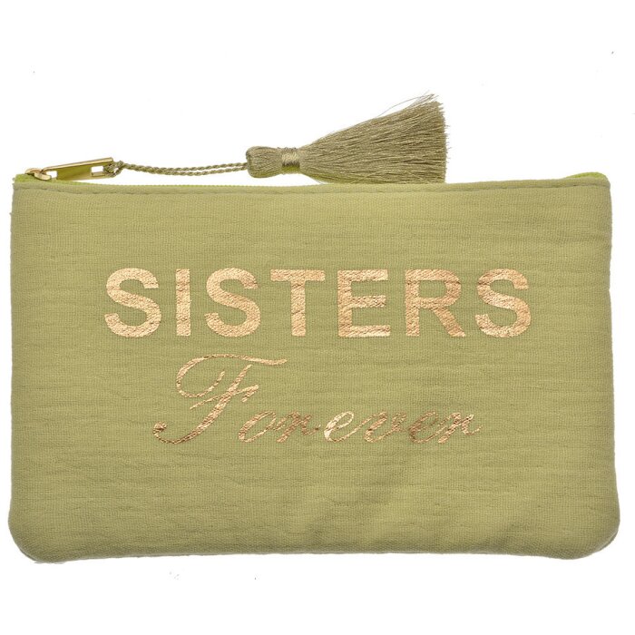 Juleeze JZTB0081GR Neceser verde 17x1x11 cm con bordado Sisters Forever