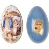 Clayre & Eef Huevo Decorativo Estilo Campestre Hierro Blanco Azul 7x11x7 cm