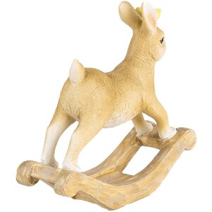 Clayre & Eef Figura Decorativa Conejo Mecedora Marrón 16x5x14 cm Estilo Campestre