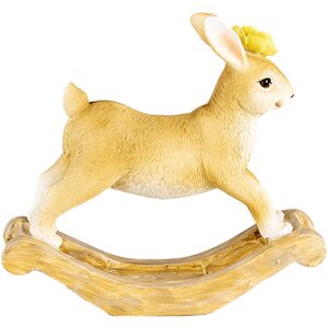 Clayre & Eef Figura Decorativa Conejo Mecedora Marrón 16x5x14 cm Estilo Campestre
