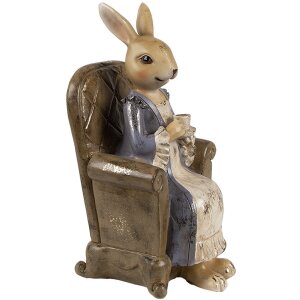 Clayre & Eef Conejo Decorativo Beige Marrón 11x10x18 cm Figurita de Pascua Estilo Campestre