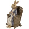 Clayre & Eef Conejo Decorativo Beige Marrón 11x10x18 cm Figurita de Pascua Estilo Campestre