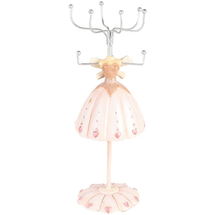 Clayre & Eef Joyero Ø 7x19 cm Rosa Diseño romántico con detalles de corazón