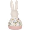 Clayre & Eef Figurita de Cerámica Decorativa Conejo Estilo Campestre Blanco Rosa 9x8x18 cm