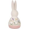 Clayre & Eef Figurita de Cerámica Decorativa Conejo Estilo Campestre Blanco Rosa 9x8x18 cm