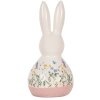 Clayre & Eef Figurita de Cerámica Decorativa Conejo Estilo Campestre Blanco Rosa 9x8x18 cm