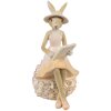 Clayre & Eef Decoración Conejo 10x9x17 cm Beige Rosa Poliresina