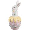Clayre & Eef Conejo Decorativo Blanco Rosa Amarillo 7x8x16 cm Decoración de Pascua