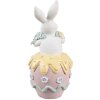 Clayre & Eef Conejo Decorativo Blanco Rosa Amarillo 7x8x16 cm Decoración de Pascua