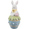 Clayre & Eef Figurita Decorativa Conejo Pascua Blanco Azul Ø 7x16 cm