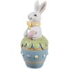 Clayre & Eef Figurita Decorativa Conejo Pascua Blanco Azul Ø 7x16 cm