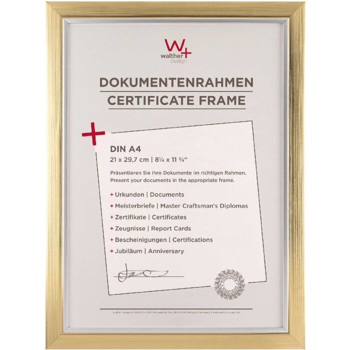 Marco de diseño Walther Beyond 21x29,7 cm borde champán-oro plateado