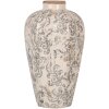Clayre & Eef Jarrón Ø 21x35 cm Cerámica Gris Beige Estilo Campestre Decoración Elegante