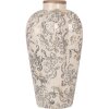 Clayre & Eef Jarrón Ø 21x35 cm Cerámica Gris Beige Estilo Campestre Decoración Elegante