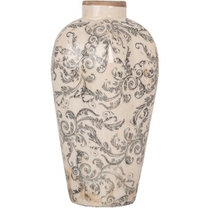 Clayre & Eef 6CE1934S Jarrón Cerámica Beige Gris 17x30 cm Estilo rústico