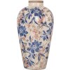 Clayre & Eef 6CE1935S Jarrón Estilo Campestre Beige Azul Ø17x30 cm Cerámica