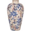 Clayre & Eef 6CE1935S Jarrón Estilo Campestre Beige Azul Ø17x30 cm Cerámica