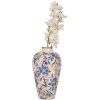 Clayre & Eef 6CE1935S Jarrón Estilo Campestre Beige Azul Ø17x30 cm Cerámica