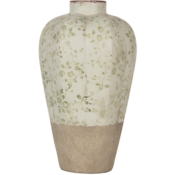 Jarrón Clayre & Eef Cerámica Beige Verde Ø 24x38 cm Estilo rústico