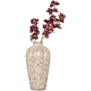 Clayre & Eef 6CE1937M Jarrón Cerámica Beige Rosa 21x34 cm Estilo rústico