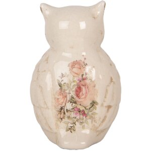 Clayre & Eef búho decorativo 11x10x17 cm cerámica estilo country beige rosa