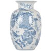 Clayre & Eef 6CE2100 Jarrón Blanco Azul Ø 14x23 cm Cerámica con dibujo