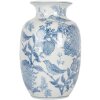 Clayre & Eef 6CE2100 Jarrón Blanco Azul Ø 14x23 cm Cerámica con dibujo
