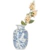 Clayre & Eef 6CE2100 Jarrón Blanco Azul Ø 14x23 cm Cerámica con dibujo