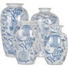 Clayre & Eef 6CE2100 Jarrón Blanco Azul Ø 14x23 cm Cerámica con dibujo