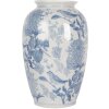 Clayre & Eef 6CE2102 Jarrón Cerámica Blanco-Azul Ø 17x27 cm Estilo Botánico