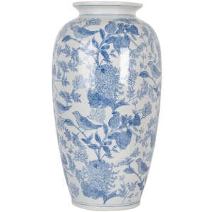 Clayre & Eef 6CE2103 Jarrón Cerámica Blanco-Azul Ø 19x37 cm