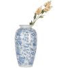 Clayre & Eef 6CE2103 Jarrón Cerámica Blanco-Azul Ø 19x37 cm