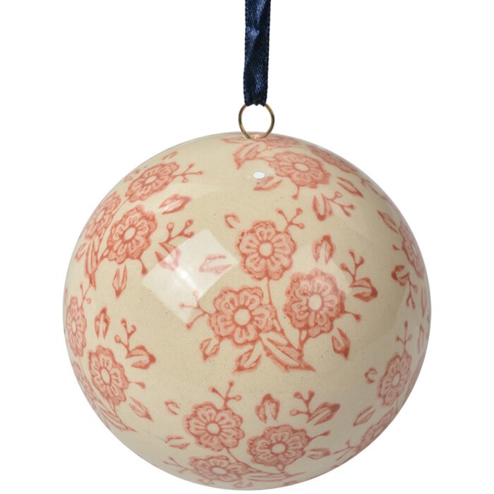 Clayre & Eef 6CE2106M Bola Decoración Ø 8 cm Vintage Cerámica Beige Rosa