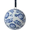 Clayre & Eef Bola Decorativa Cerámica Ø 8 cm Blanco Azul Retro Vintage