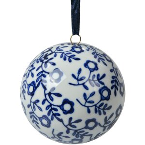 Clayre & Eef Bola Decorativa Blanco Azul Ø 8...