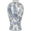 Clayre & Eef 6CE2073 Jarrón Cerámica Blanco Azul Ø 23 x 42 cm