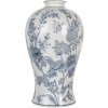 Clayre & Eef 6CE2073 Jarrón Cerámica Blanco Azul Ø 23 x 42 cm