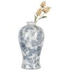 Clayre & Eef 6CE2073 Jarrón Cerámica Blanco Azul Ø 23 x 42 cm