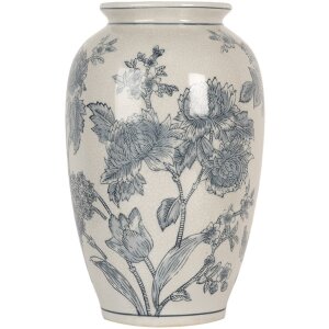 Clayre & Eef 6CE2074 Jarrón Blanco Azul Ø17 cm Altura 27 cm