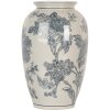 Clayre & Eef 6CE2074 Jarrón Blanco Azul Ø17 cm Altura 27 cm