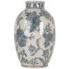 Clayre & Eef 6CE2075 Jarrón Cerámica Blanco Azul Ø22x36 cm Estilo Bohemio