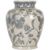Clayre & Eef 6CE2076 Jarrón blanco-azul Ø 23x29 cm cerámica con motivos florales