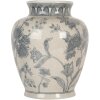 Clayre & Eef 6CE2076 Jarrón blanco-azul Ø 23x29 cm cerámica con motivos florales