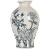 Clayre & Eef 6CE2078 Jarrón Blanco-Azul Ø 9x15 cm Cerámica Diseño Vintage