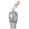 Clayre & Eef 6CE2079 Jarrón blanco-azul Ø 21x44 cm cerámica con motivos florales