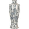 Clayre & Eef 6CE2080 Jarrón Cerámica Blanco Azul 42 cm Diseño Boho