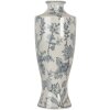Clayre & Eef 6CE2080 Jarrón Cerámica Blanco Azul 42 cm Diseño Boho